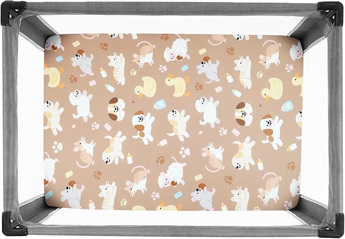 Pack and Play Sheets, 2 Pack Mini Crib Sheets for 38x26 Mattress, Stretchy Snug Fit Playard Fitted Sheet, Soft Breathable Cozy Material, Compatible with Graco Pack n Play for Baby and Toddler