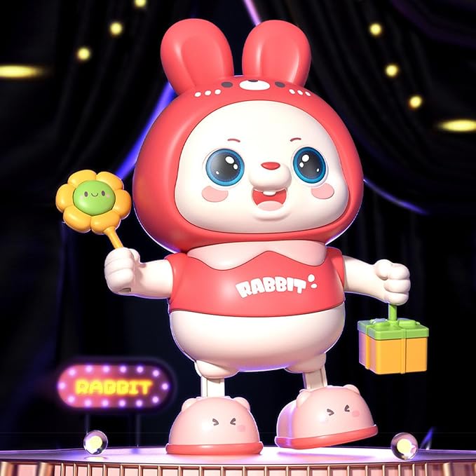 Musical Dance Bunny Toy Heads Up Training Electronic Dancing Bunny Toy for Home Outdoor (P-Ink)