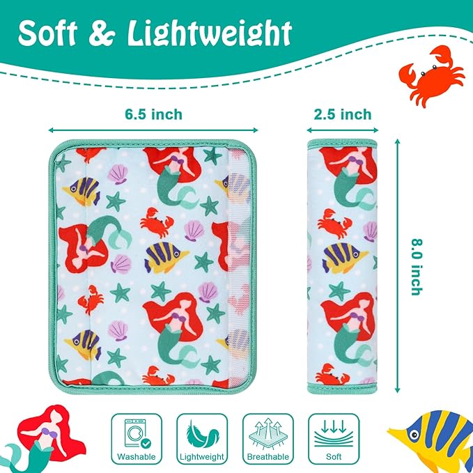 Seat Belt Covers for Kids, Double-Sided Use Shoulder Pads for Kids, Comfort Neck Strap Covers, Cute Car Seatbelt Cushion Covers for Boys Girls(2 Pack)