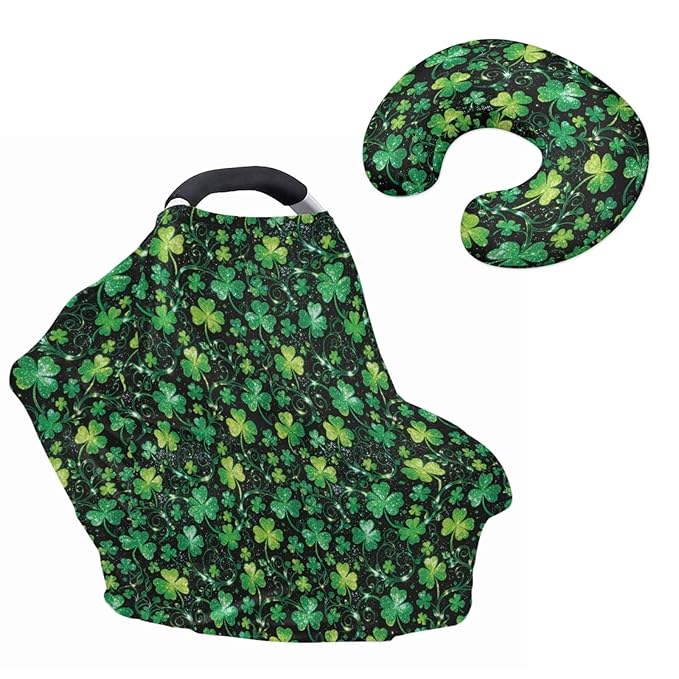 Clover Basket Covers for Baby Fits Most Strollers & Baby Car Seats Lucky Baby Nursing Pillow Cover Babies Shower Gifts for Boys and Girls Saint Patricks Day