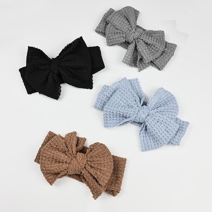 JIAHANG Baby Waffle Knitting Hair Bow Turban Knotted Head Wraps, Hair Bows Headbands for Infant Toddler Girls