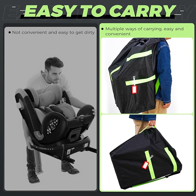 Zihvfzu Waterproof Car Seat Travel Bag, Suitable for Airplane and Air Travel, Durable Cushioned Backpack Design, Suitable for Strollers, Height Increasing Seats, Convertible Seats, with 1 Luggage Tag