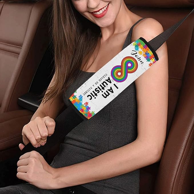 I Am Autistic Autism Awareness Seat Belt Covers Autistic Car Seat Belt Covers Medical Alert Personalized Name Special Need Seatbelt Cover 10