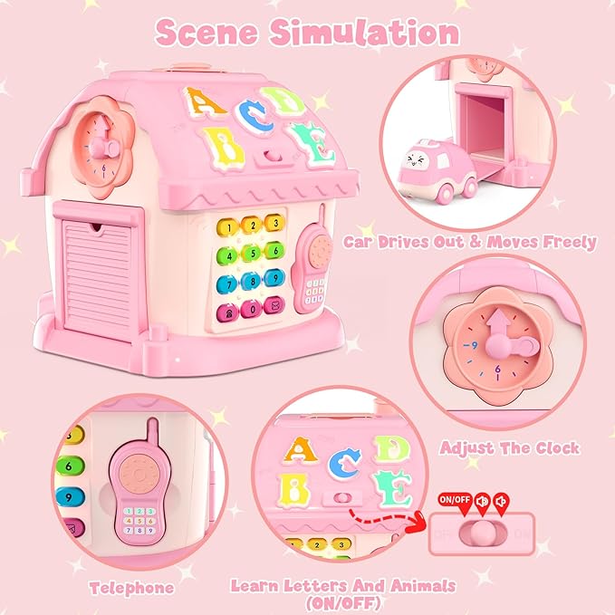 HYES Toys for 1 Year Old Girl Gifts, Musical House Learning Toddler Toys with Story, Letter, Games 1st First Birthday Gifts for Girls 6-12 12-18 Months