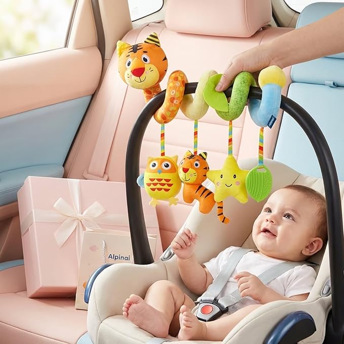 Multi-Use Baby Spiral Activity Toy – Spiral carseat Toy for Car Seat, Stroller,Play Gym, Keeps Baby Quiet, Easy Travel Solution