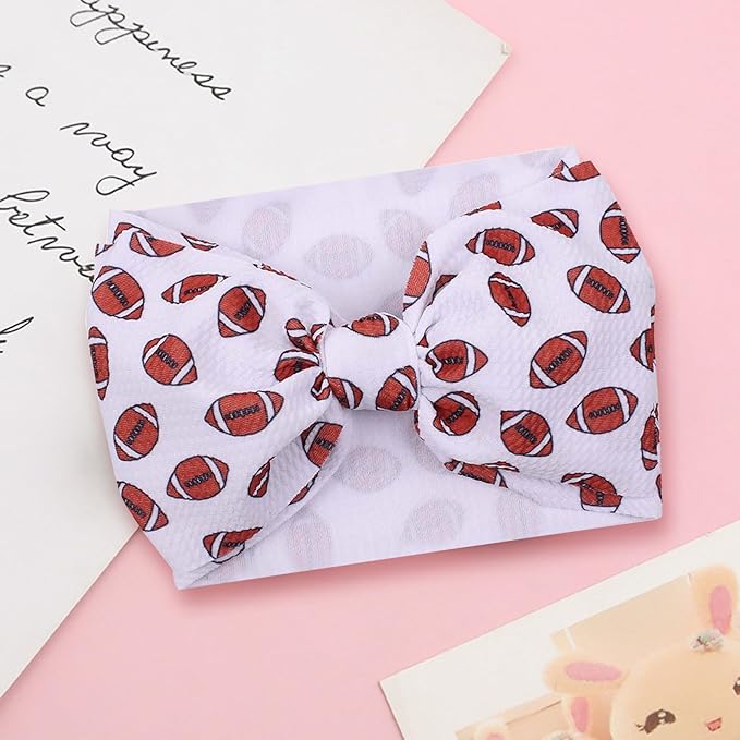Baby Girls Football Headbands with Bow,Hairband Bowknot Newborn Football Bow Headwarp,Sports Wide Hair Accessories Gift for Football Newborn Infant Toddlers Kids