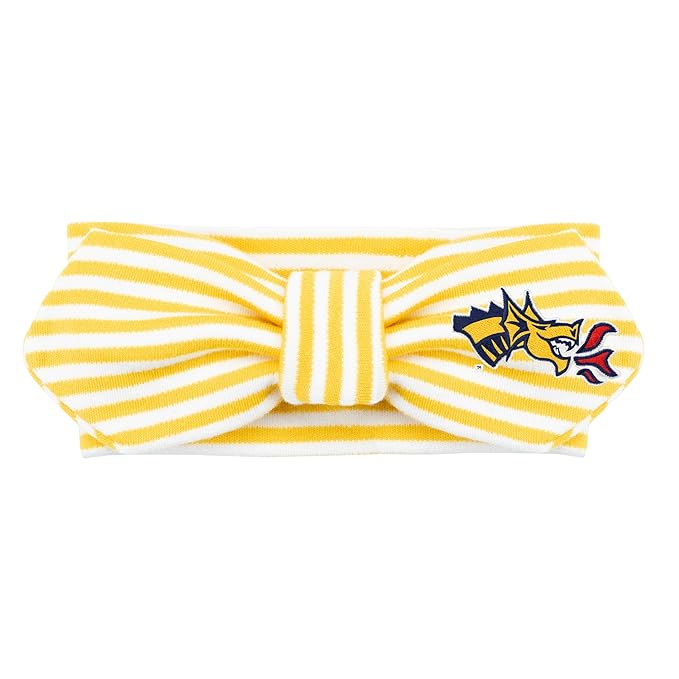 Creative Knitwear Drexel Dragons Infant Girls Gold/White Striped Hair Knot Headband Embroidered Logo - Size Newborn - 4T