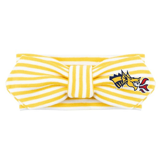Creative Knitwear Drexel Dragons Infant Girls Gold/White Striped Hair Knot Headband Embroidered Logo - Size Newborn - 4T