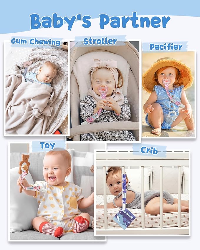 babygoal Animal Pacifier Clips, 8 Pack Binky Paci Holder Clips Fits for Most Baby Pacifiers and Binkies