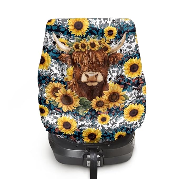 Car Seat Cover Baby Car Seat Sun Shade Cover - Highland Cow Leopard Sunflower Car Accessories Keep Your Baby's Carseat at a Cooler Temperature - Covers and Blocks Out Heat & Sun