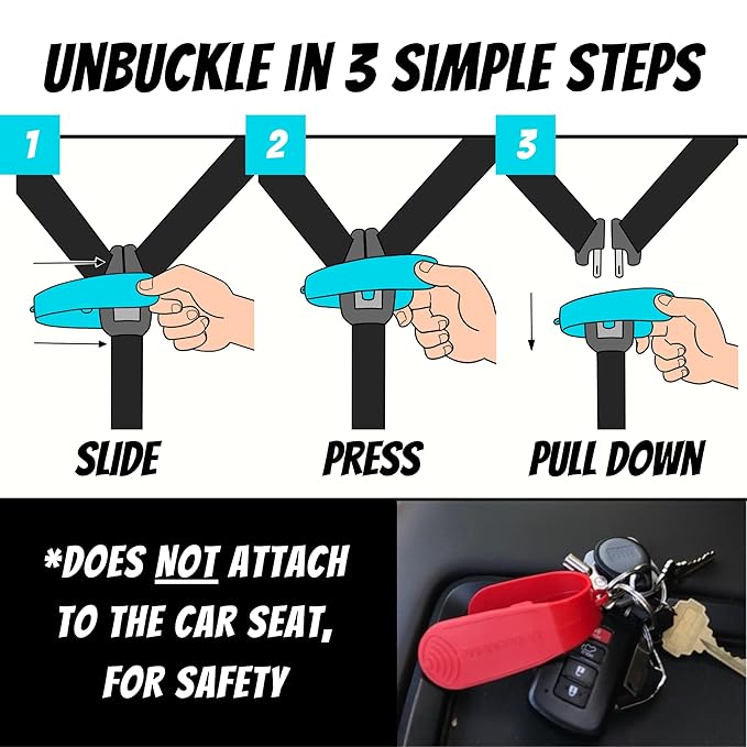 UnbuckleMe Car Seat Buckle Release Tool - Purple & Blue 2 Pack - Buy One for Each Car or Give One to a Friend