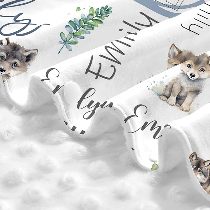 Personalized Baby Car Seat Cover Custom Name CarSeat Canopy Customized Wolf Newborn Nursing Breastfeeding Cover Minky Baby Blanket Infant Car Seat Canopies for Baby Girls Boys