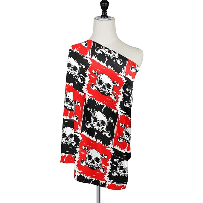 Day of The Dead Skull Dia De Los Muertos Red and Black Square Stretchy Baby Car Seat Cover Infant Canopy Nursing Covers Breastfeeding Cover Breathable Windproof Winter Scarf for Boys Girls