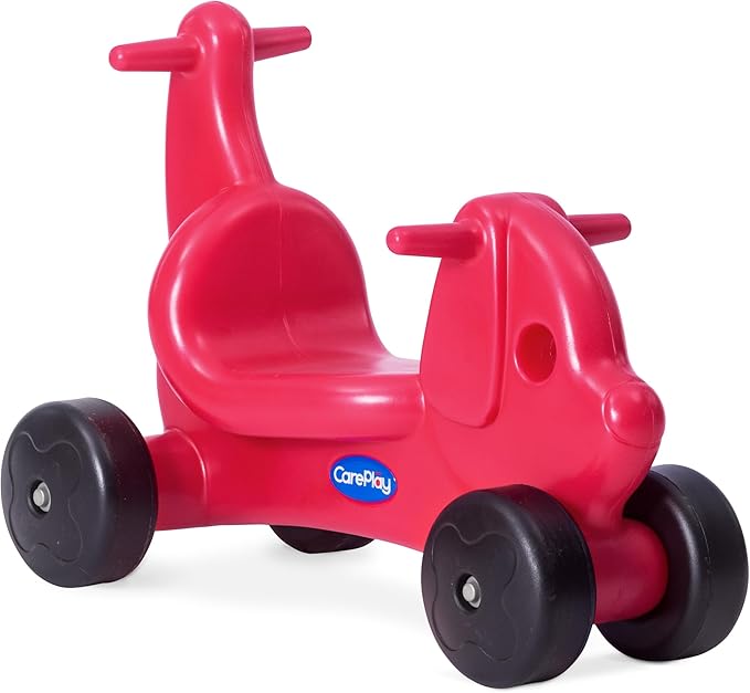 Careplay 2-in-1 Puppy Push & Ride-on Toy, Indoor & Outdoor Use, Low Profile Seat, Recommended for Children up to 50lbs, Durable Construction, Made in The USA, Red