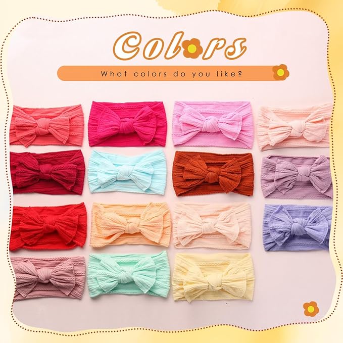 Ulico 2 Pack Personalized Girl Headband,Custom Baby Girls Headband with Embroidered Name, Newborn Headbands with Bow