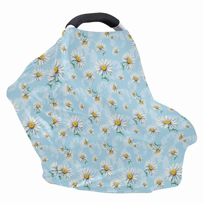 LedBack Floral Car Seat Covers Daisy Carseat Canopy for Babies Breastfeeding Covers, Boys and Girls Lightweight and Breathable Carseat Canopy