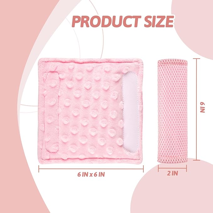 Baby Car Seat Strap Pads, Car Seat Strap Shoulder Covers for Baby Infant Toddler, Double-Sided Car Seat Belt Covers for Stroller/Pushchair/Baby Swing, Soft Flannel & Mesh, Pink