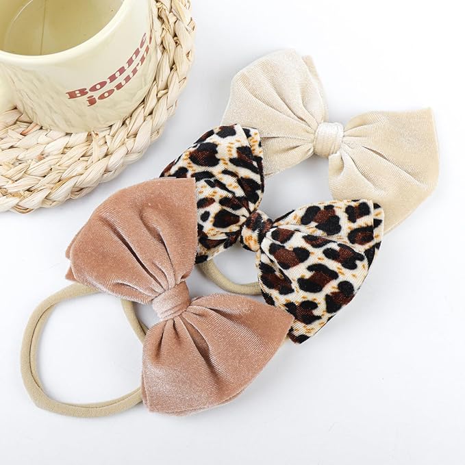 YanJie Hairband, 4pcs Handmade Halloween Baby Girl Headbands, Soft Nylon Stretchy Headband with Printed Pumpkin Spider for Newborn Toddler Infant Purple, Orange, Black