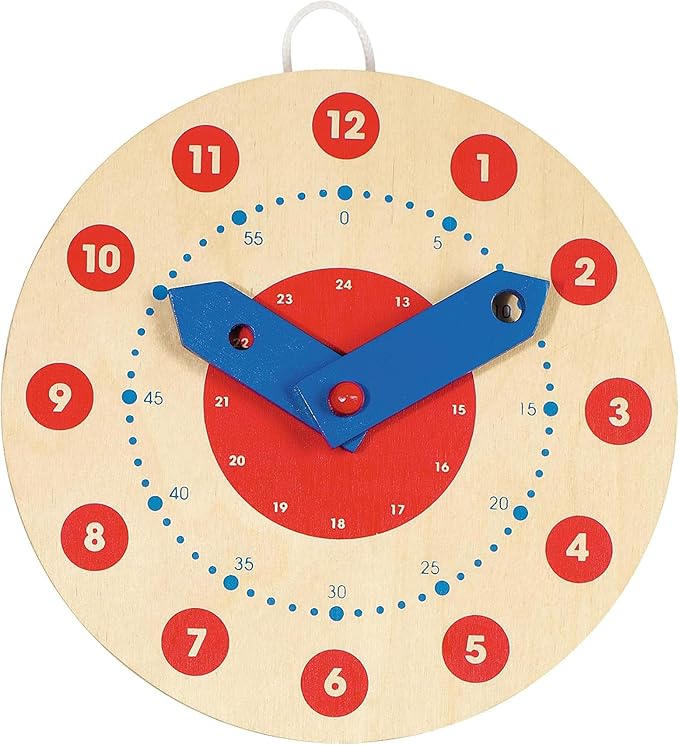 Goki Wooden Learning Clock for Kids - Educational Telling Time Teaching Clock for Toddlers & Kindergarten - Wooden Learning Toys I Toddler Educational Toys I Designed in Germany