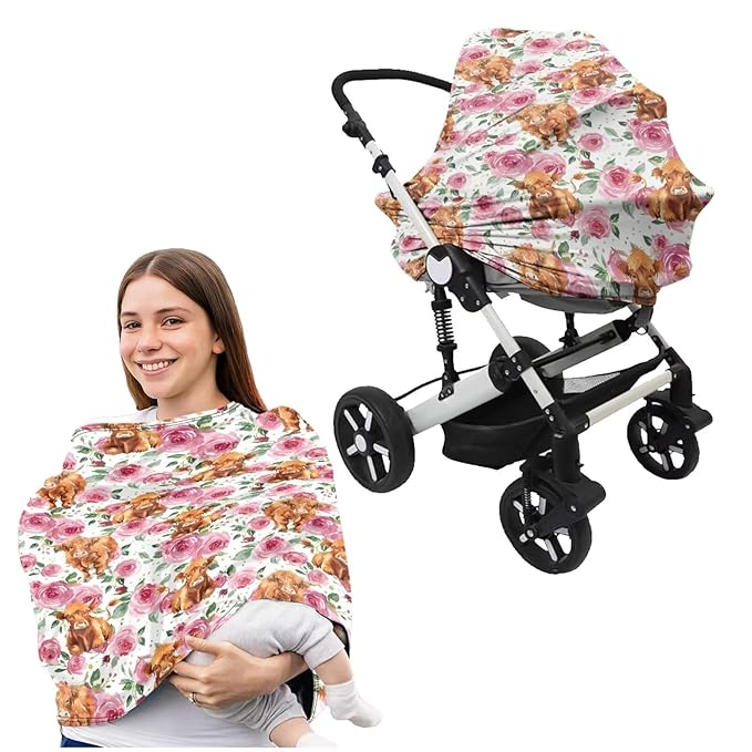 Carseat Canopy High Stretchy Breathable Breastfeeding Covers Multi-use Breastfeeding Pillow Cover Newborn Registry & Shower Gift for Baby