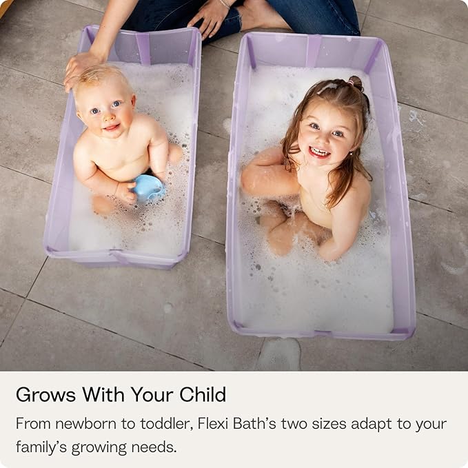 Stokke Flexi Bath X-Large, Sandy Beige - 31.5 x 15.7 x 9.4 in - Best for Infants & Toddlers - Lightweight, Foldable & Easy to Store - Convenient to Use at Home or Traveling