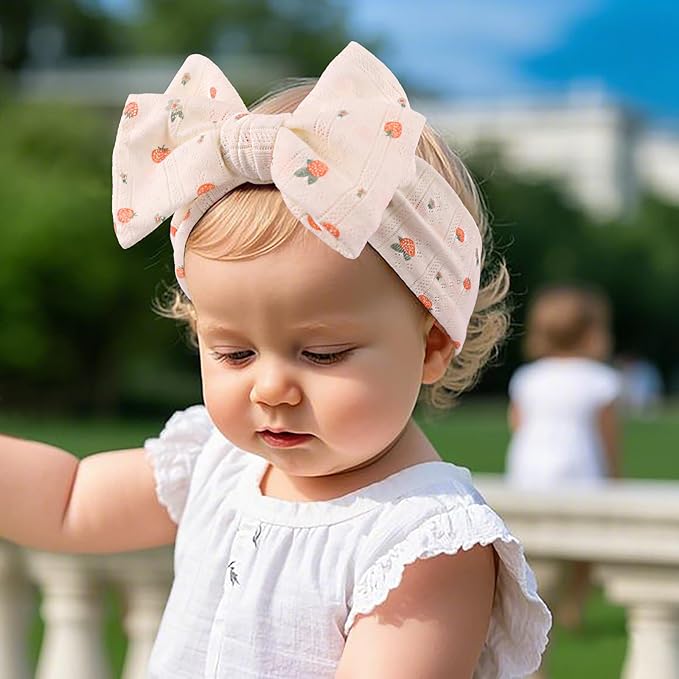 LemonSpace Handmade baby bow with Knotted Double Bows Stretchy Soft Cotton Infant Headwrap Comfortable Hair Accessories for Newborn,Toddler,Kids Ideal Gift for Baby Shower,Holidays