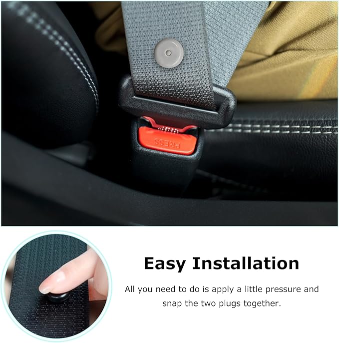 10 Sets Seat Belt Button Stop, Plastic Car Safety Belt Stopper Prevent Buckle from Sliding Down, No Welding Required Snap-on Seatbelt Stop Clips for Cars Trucks Motorcycles (Gray)