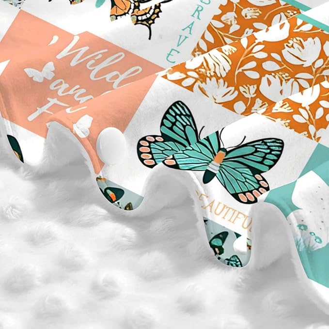 Personalized Minky Car Seat Canopy for Girl Boy, Custom Name Stroller Car Seat Covers Cover for Infant Newborn Shower Gift, Nursing Opening Carseat Cover for Breastfeeding, Beautiful Butterfly