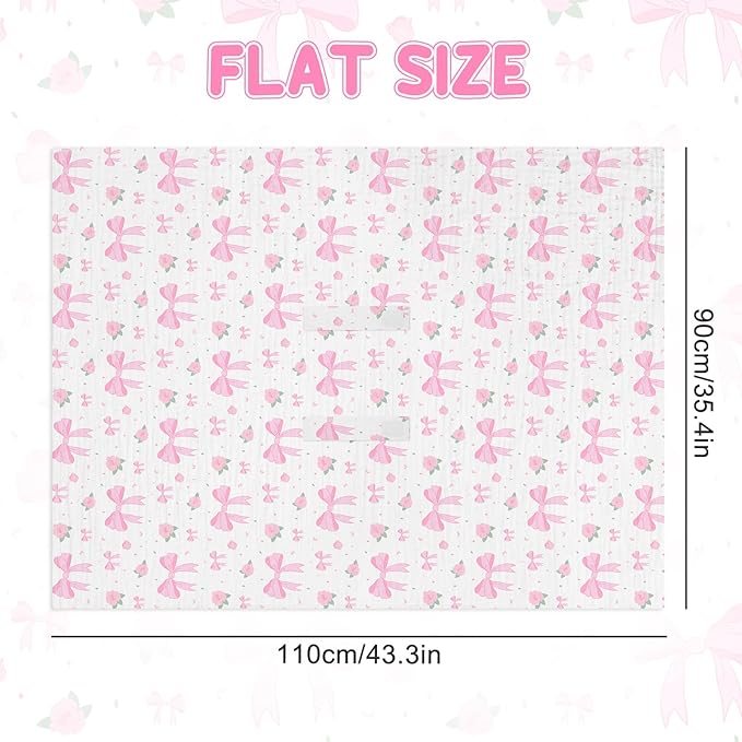 Car Seat Cover Baby, 100% Muslin Cotton Infant Car Seat Canopy, Universal Baby Car Seat Cover, Breathable Nursing Cover Canopy Shower Gift Pink Bow