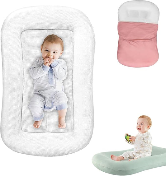 Baby Lounger for Newborn 0-12 Months, Soft Breathable Infant Support Cushion for Baby, Supervised Use (Pink)
