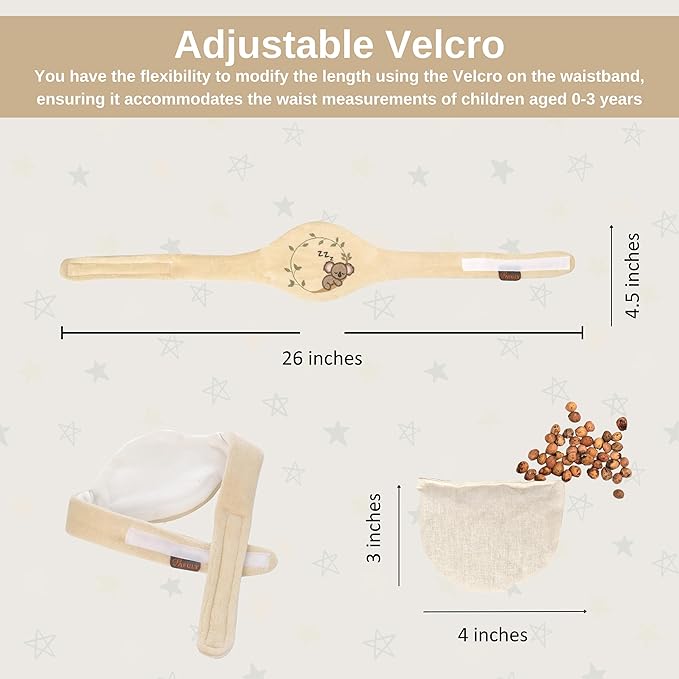 Baby Colic Gas and Upset Stomach Relief for Newborns-100% Cherry Seed-Heated Tummy Wrap-Colic Baby Swaddling Belt for Natural Relief–Soothing and Calming (Beige)