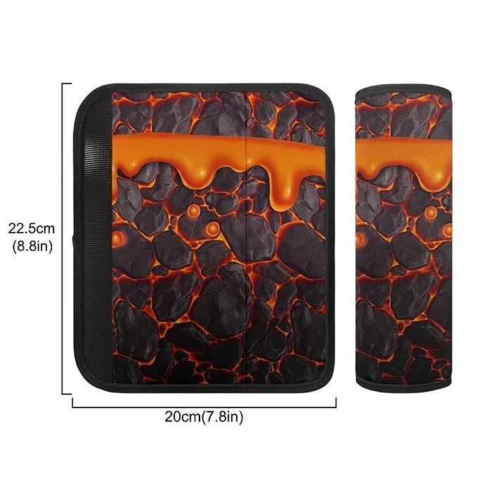 AFPANQZ 2 Pack Car Seat Belt Covers Cool Magma Fissure Design Car Seatbelt Pad Cushion Pads for Kids Adjustable Universal for Most Car Laptop Backpack Luggage Bag Straps Soft Pads