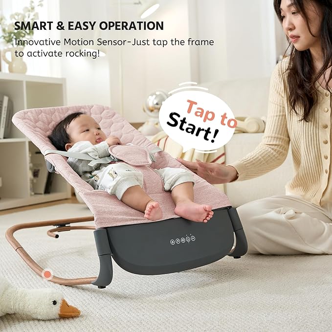 VaVaSoo Electric Baby Rocker - Infants to Toddlers Chair (Up to 40 lbs) Battery-Powered Automatic Rocking Seat with Music, Timer, Multi-Speed Settings & Adjustable Positions