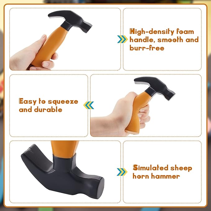 Zhanmai 2 Pcs Toy Foam Hammer, Fun Gift for Boys & Girls, Simulation Hammers to Release Anxiety, Classroom Educational Toy for Teens and Toddlers (Black)