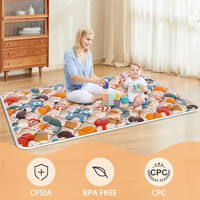 Fshibila Baby Play Mat, 74" × 50“ PlayMat for Playpen, Baby Playmat for Floor, Thick Ultra Soft Play Mat for Babies and Toddlers Infants Playing or Crawling.