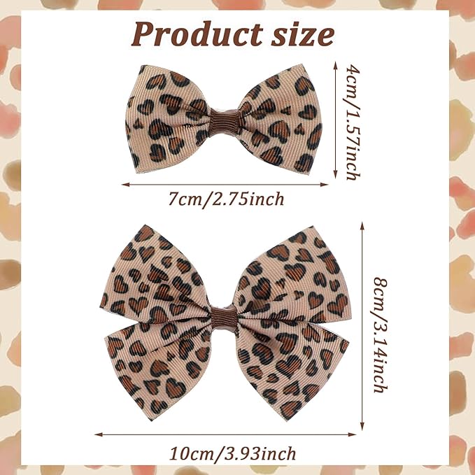 Qianyu 6 Pcs Leopard Bowknot Hair Bow Clips with Metal Slides Aesthetic Cheetah Print Costume Accessories Vintage Bowknot Spring Snap Hair Clips for Long Hair for Women Girls Teens