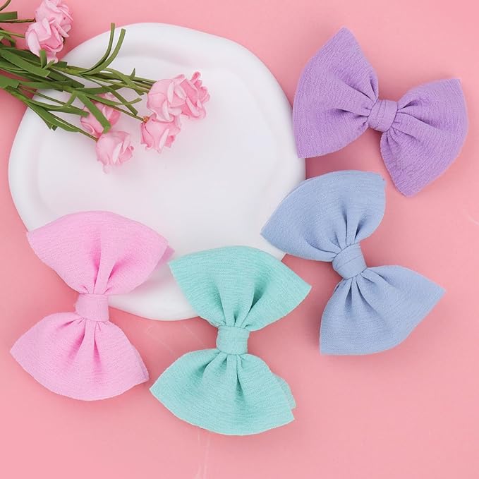 YanJie Baby Girls Nylon Headbands Newborn Bows Handmade Hair Bows Hairbands Hair Accessories for Newborn Infant Toddlers Kids (baby pink-aqua)