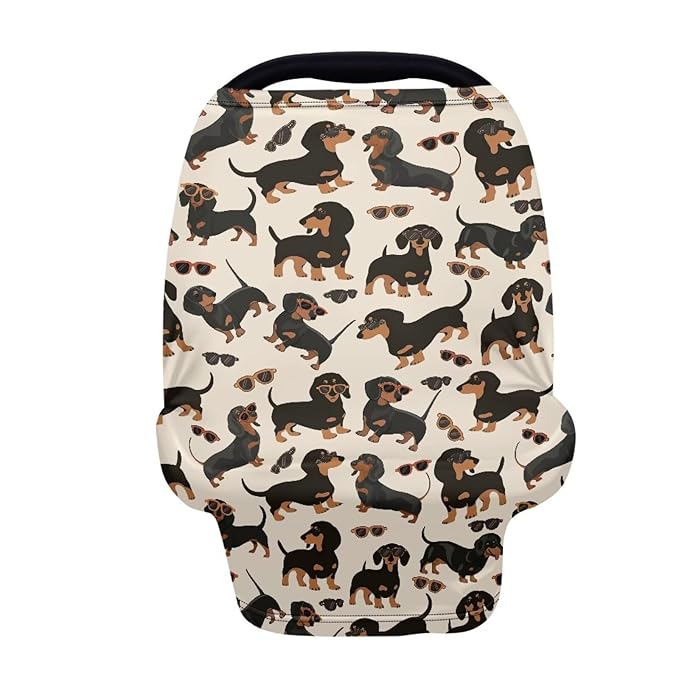 AFPANQZ Dachshunds Sunflower Nursing Cover Breastfeeding Covers Stretchy Babies Car Seat Cover Gender Neutral Soft Breathable Infant Carseat Canopy Shopping Cart Stroller Canopy for Baby