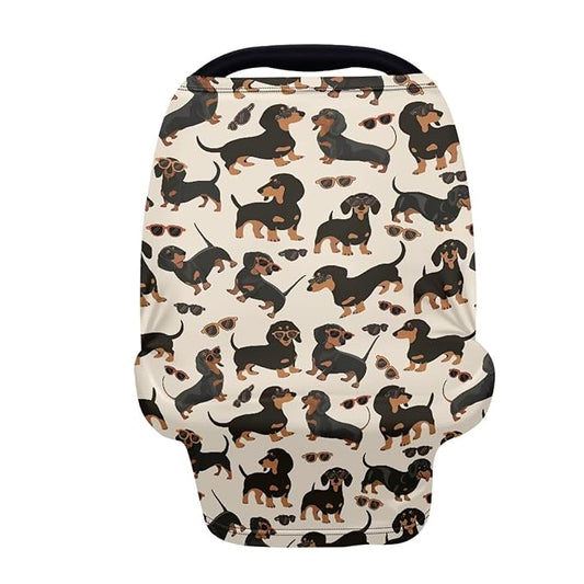 AFPANQZ Dachshunds Sunflower Nursing Cover Breastfeeding Covers Stretchy Babies Car Seat Cover Gender Neutral Soft Breathable Infant Carseat Canopy Shopping Cart Stroller Canopy for Baby