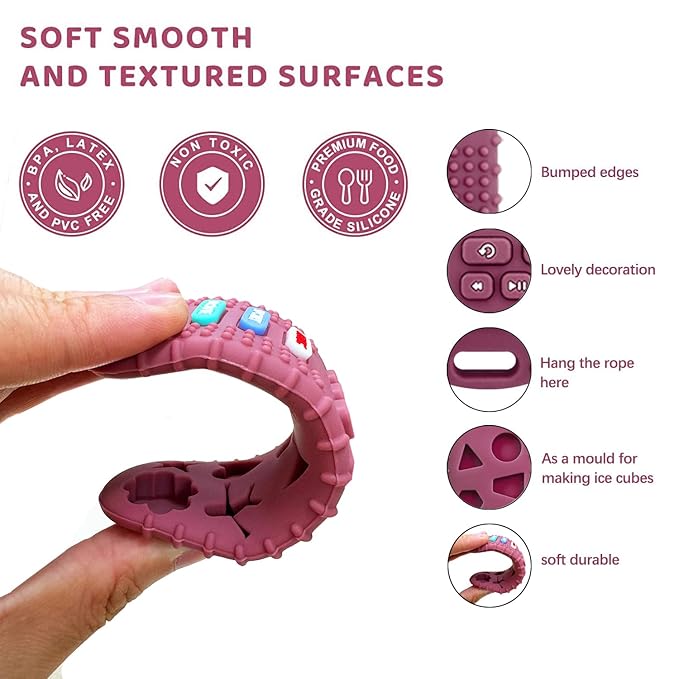 3 Pack Silicone Teething Toys - Teething Remote Control for Baby, BPA Free Baby Chew Toys & Easy to Hold Teether for Babies 6-12 Months, Perfect Birthday and Easter Gifts for Babies