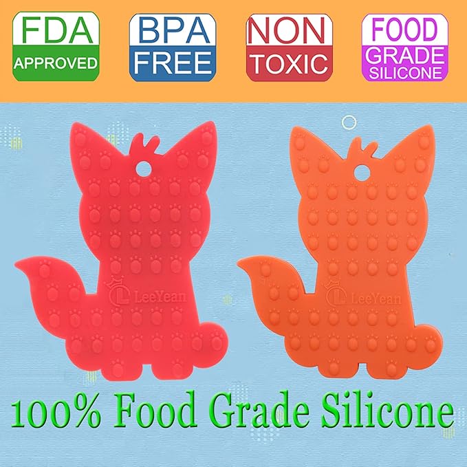 Chew Necklaces for Sensory Kids Boys and Girls, 2 Pack Fox Silicone Chewy Necklace for Autism, ADHD, SPD, Chewy Oral Motor Chewing Toy for Adults