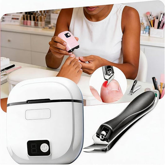 Electric Nail Clipper, 2026 Improved Nail Clippers Set, Includes an Automatic 2-in-1 Nail Clippers (with LED Light & Storage Box), an Oblique Nail Clippers, Ideal for All Your Nail Care Needs - White