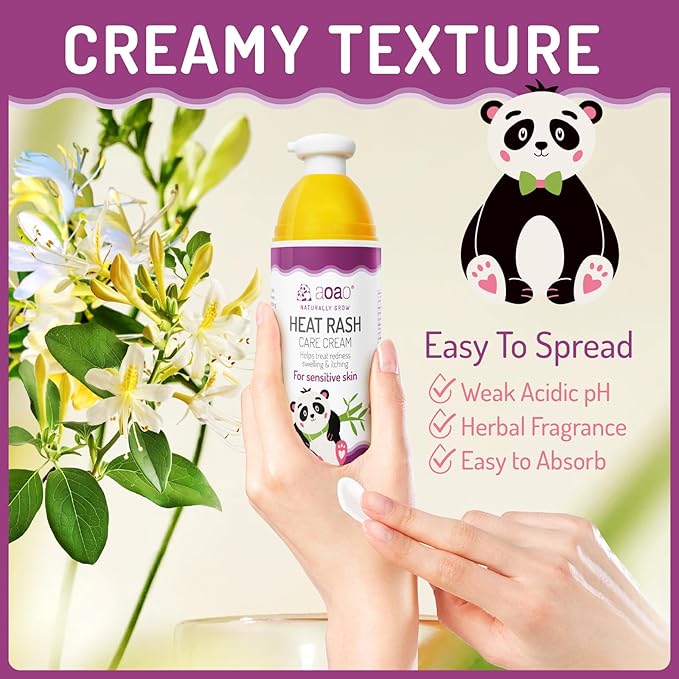 Heat Rash Cream for Babies, Prevents Prickly Heat, Clears Sweat Rashes, Relieves Eczema, Instant Soothing Baby Skin Discomfort, Nourishing Skin Protectant, Promotes Barrier Repair for Kids - 3.38oz