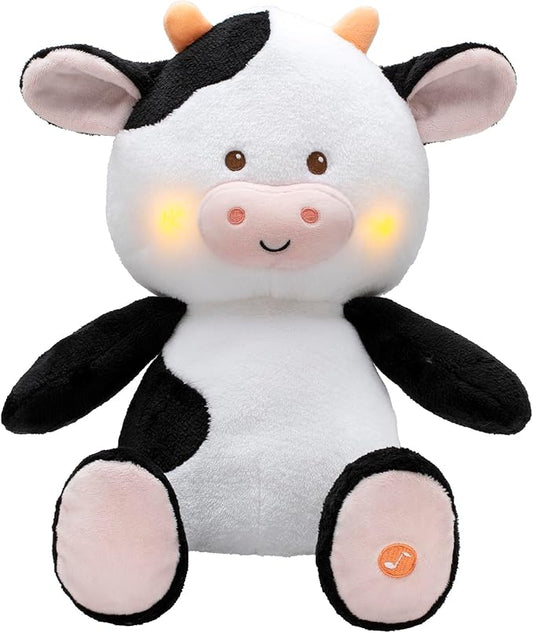 Magic Years 10 inch Musical Light Up Cow Toy for Baby, Plays Twinkle, Twinkle Little Star, Black and White Cow, Farm