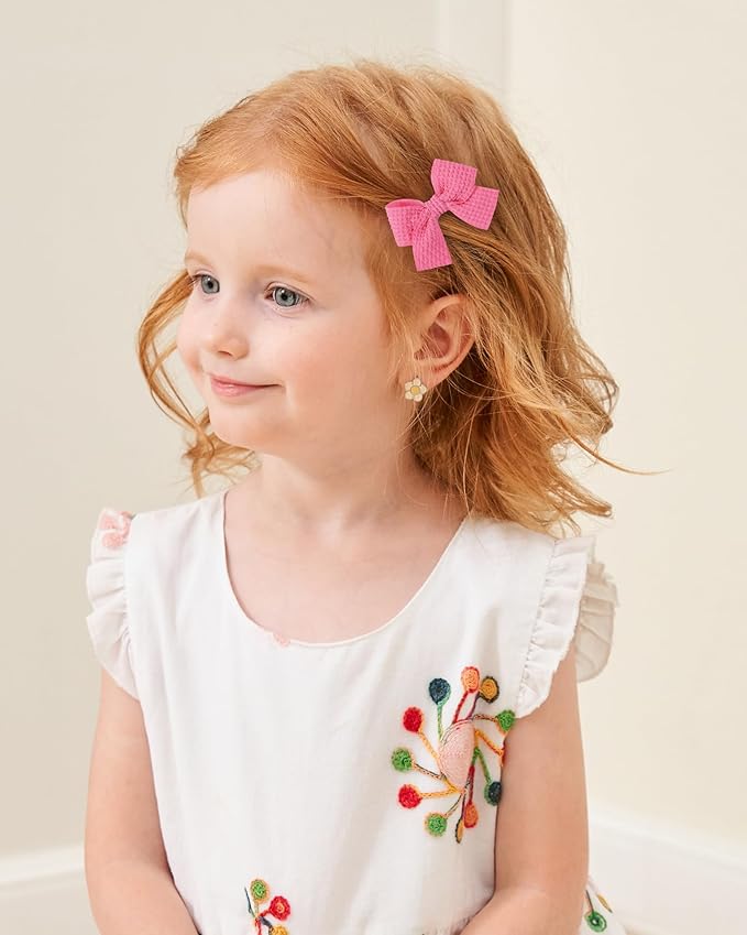 Jollybows 20pcs Baby Hair Clips Girls Bows 2" Mini Alligator Clip Toddler Pigtail Bow for Fine Hair-Pink White Yellow Gray Pulple