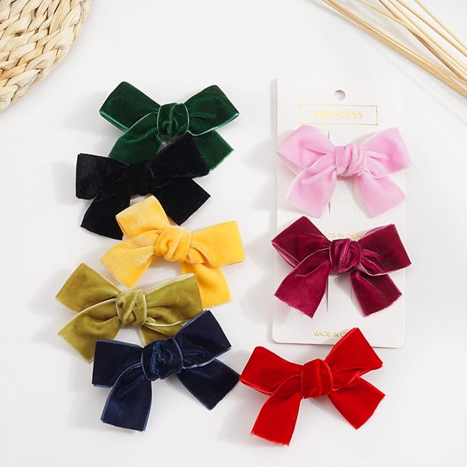 Ayesha Velvet Hair Clips and Barrettes for Toddlers - 20pcs Christmas Hair Accessories with Hair Bows