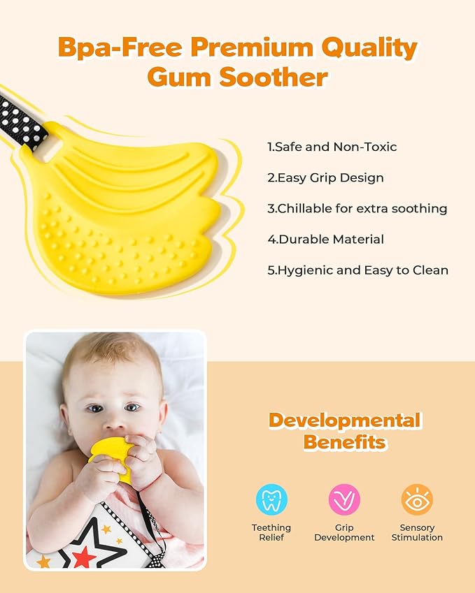 Melican Black and White High Contrast Baby Toys 0-6 6-12 Months, Soft Book with Teether, Newborn Infants Tummy Time Toys, 0-3 3-6 Month Sensory Visual Stimulation, Montessori Learning Essentials