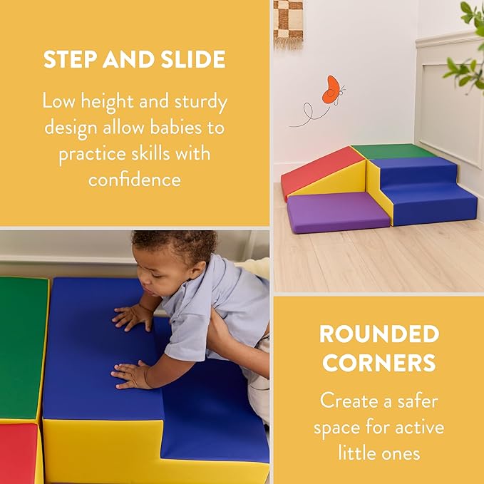 Little Haven Step & Slide Corner Climber, Indoor Playset, Assorted, 4-Piece