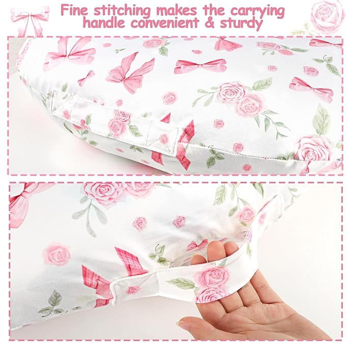Newborn Lounger Cover Baby Girls, Ultra Soft Comfortable Flower Infant Lounger Pillow Slipcover, Easy Removal and Machine Washable, 1 Cover Only (Pink Rose)