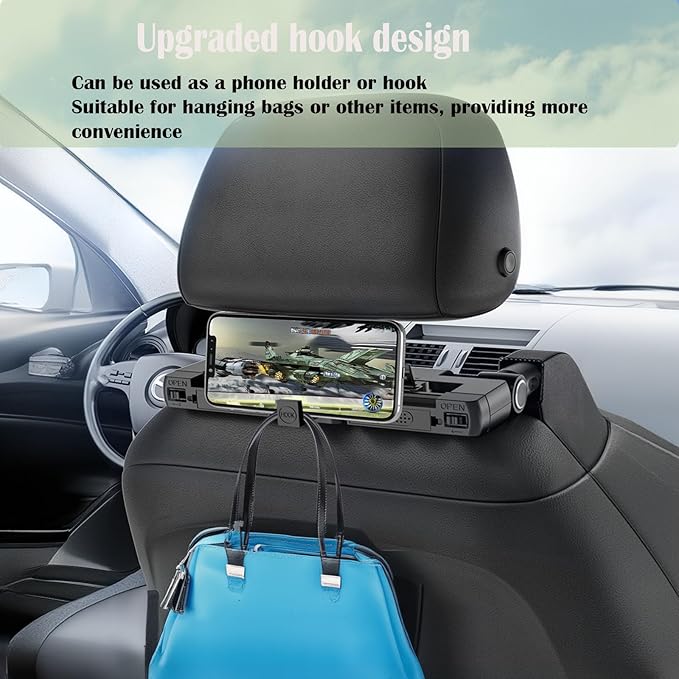 180° Adjustable Car Headrest Pillow,Neck Support Pillow, U-Shaped Memory Foam Travel Sleeping Pillow, Multi-Function Hook Design for Adults and Kids(Yellow)